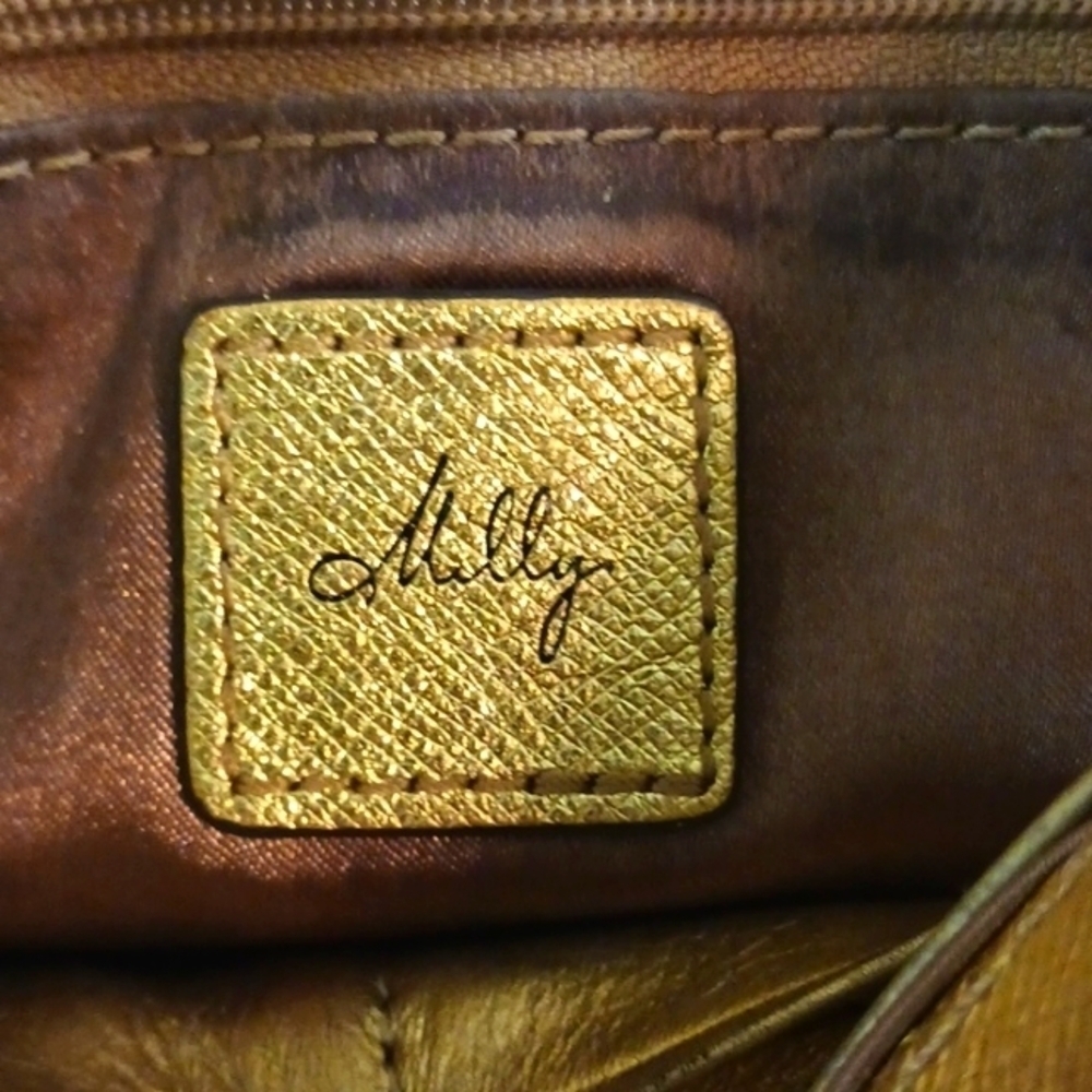 Vintage Milly Gold Leather Crossbody Bag Chain Strap - Picture 6 of 14